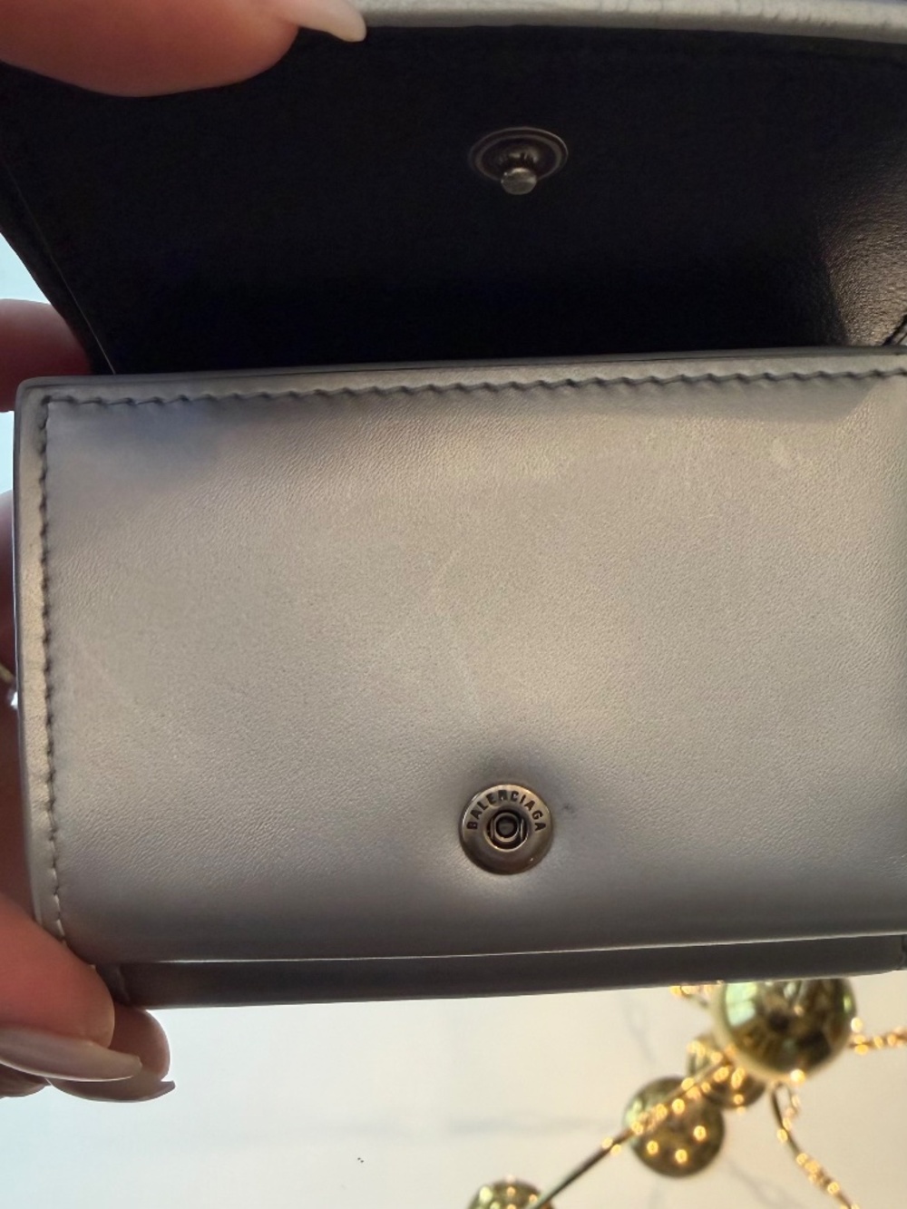 BALENCIAGA ESSENTIAL MINI WALLET Silver Trifold Wallet - Picture 11 of 13